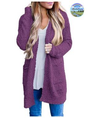 Oversized Chunky Fuzzy Cardigan Sweater Long Sleeve